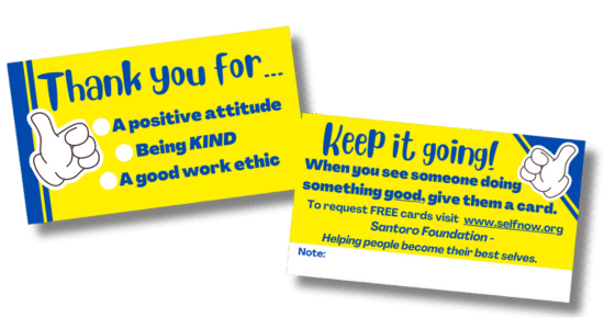 Thank you and encouragement cards with thumbs up.